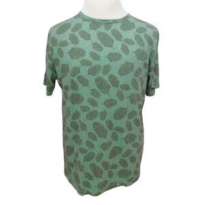 Mens MBX Green Leaf Print Crewneck T-Shirt XL Casual Short Sleeve